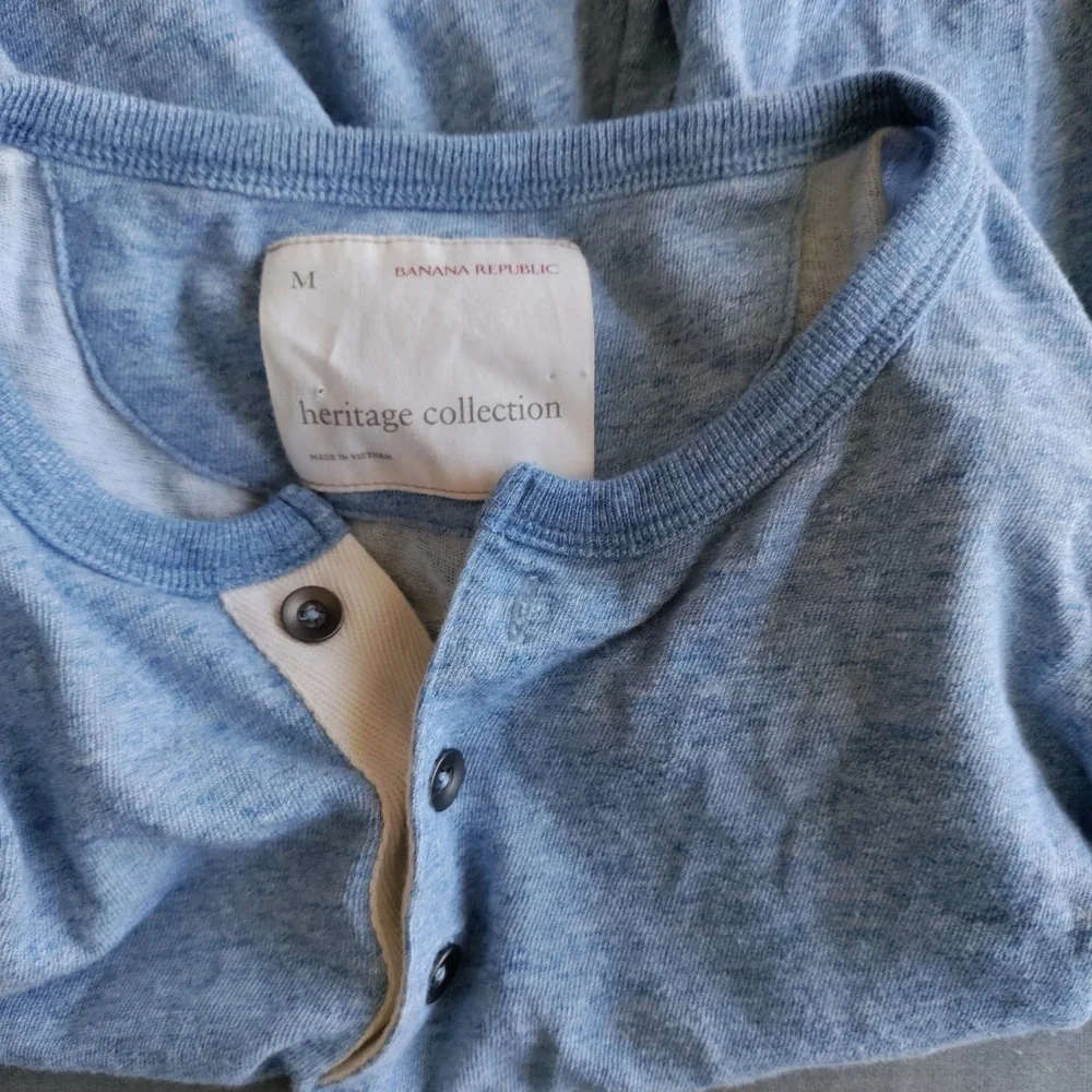 Banana Republic Heritage Collection Blue Heather Button Long‎ Sleeve Shirt Men M